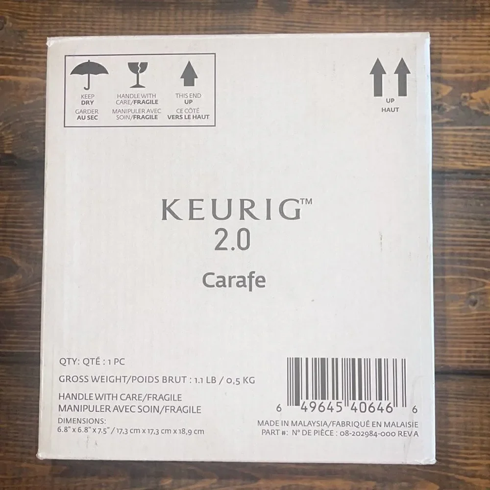 Keurig 2.0‎ Plastic Carafe 32oz Double-Walled with Easy-Pour Handle